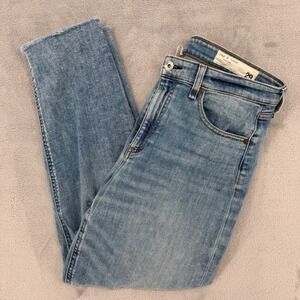 Rag Bone Nina High Rise Ankle Cigarette Jeans Medium Wash Distressed Size 29